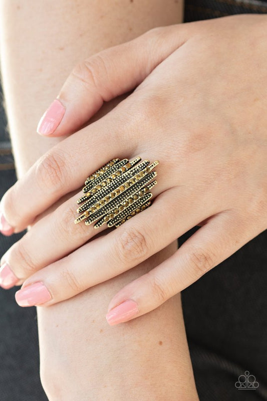 Shocking Sparkle - Brass - Paparazzi Ring Image