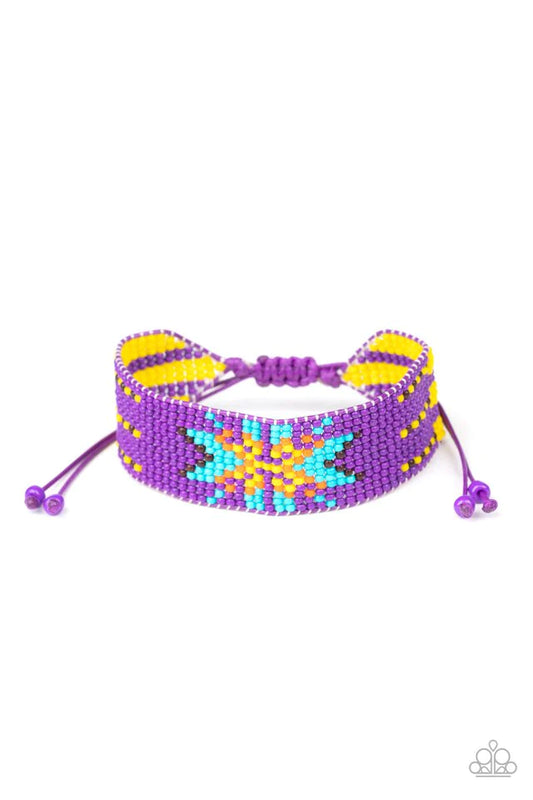 Paparazzi Bracelet ~ Beaded Badlands - Purple