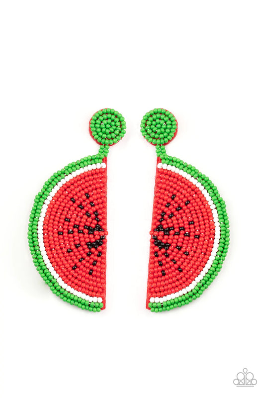 Paparazzi Earring ~ You Are One In A MELON - Red