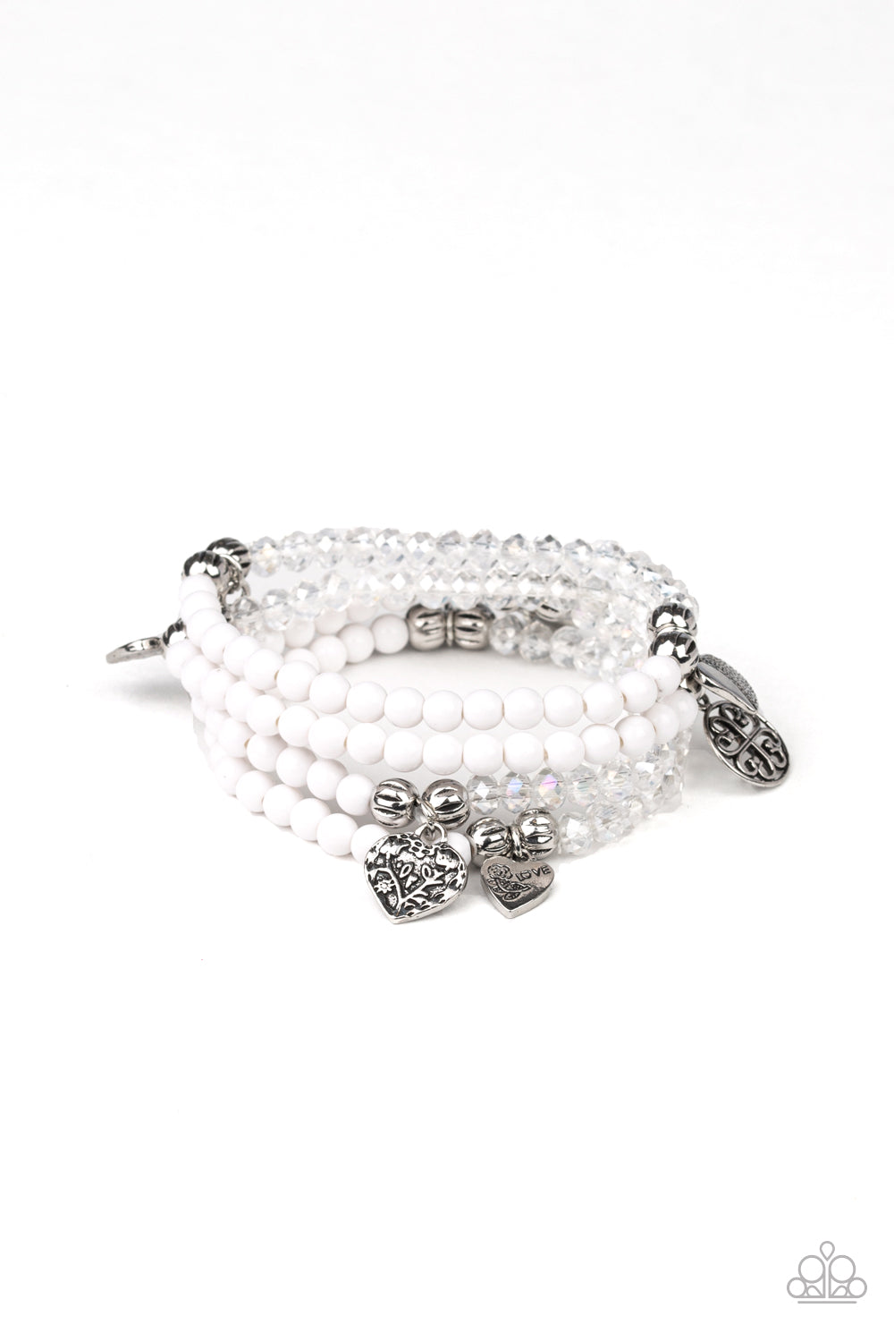 Paparazzi Bracelet ~ Colorfully Cupid - White