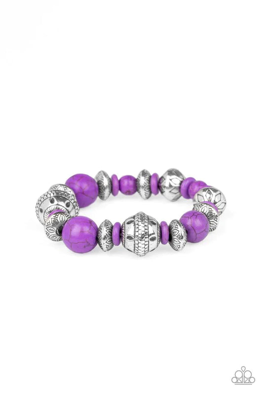 Paparazzi Bracelet ~ Majestic Masonry - Purple