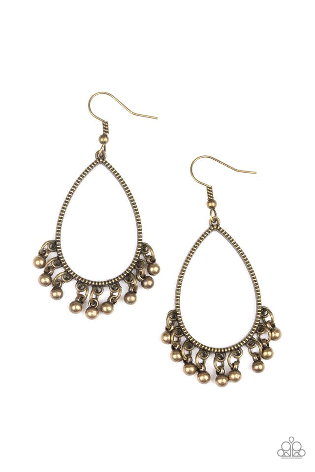 Paparazzi Earring ~ Country Charm - Brass