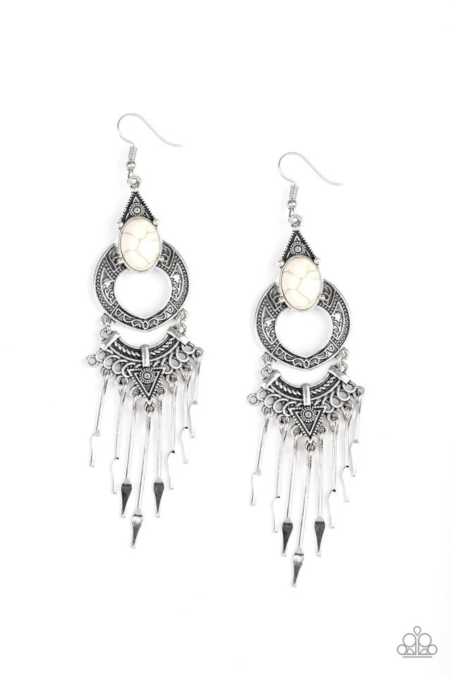Southern Spearhead - White - Paparazzi Earring Image