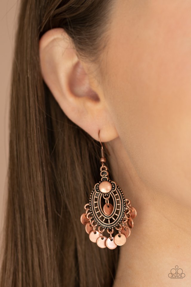 Chime Chic - Copper - Paparazzi Earring Image