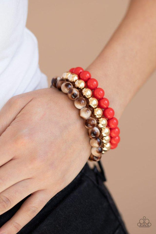 Paparazzi Bracelet ~ Courageously Couture - Red