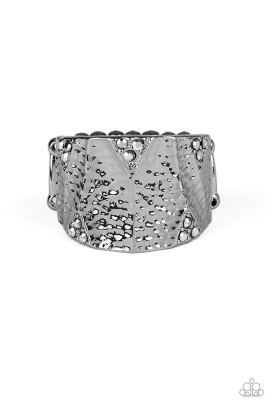 Industrial Indentation - Black - Paparazzi Ring Image