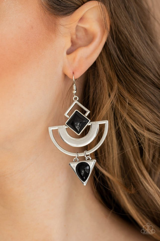 Geo Gypsy - Black - Paparazzi Earring Image