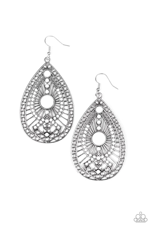 Paparazzi Earring ~ Just Dropping By - White