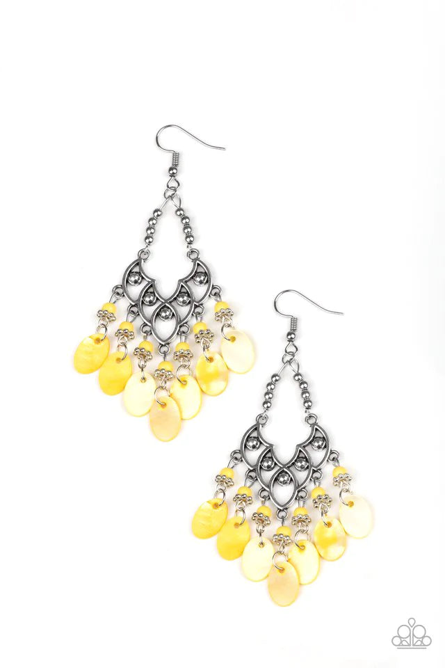 Paparazzi Earring ~ Shore Bait - Yellow