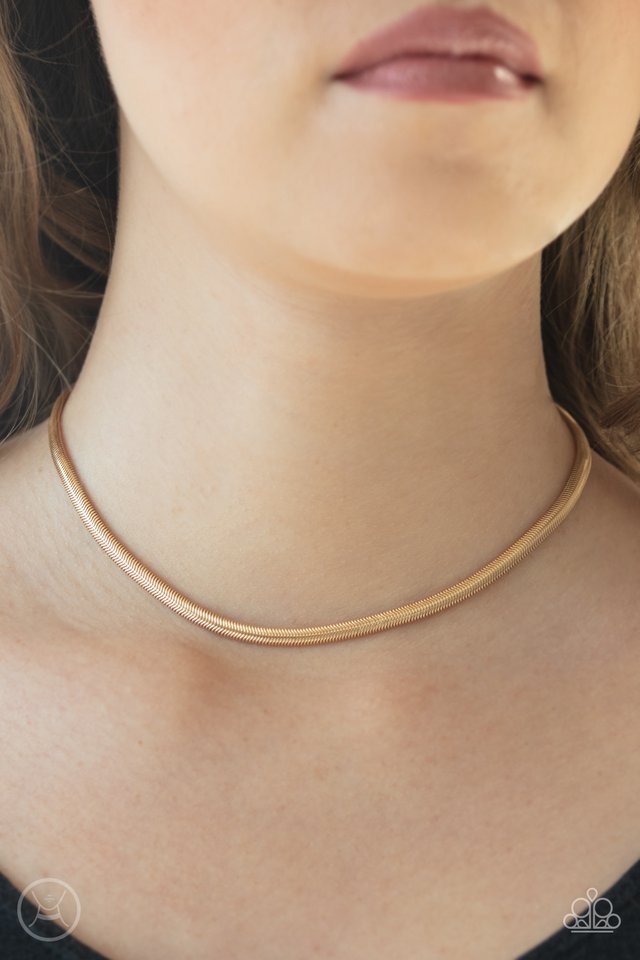 Flat Out Fierce - Gold - Paparazzi Necklace Image