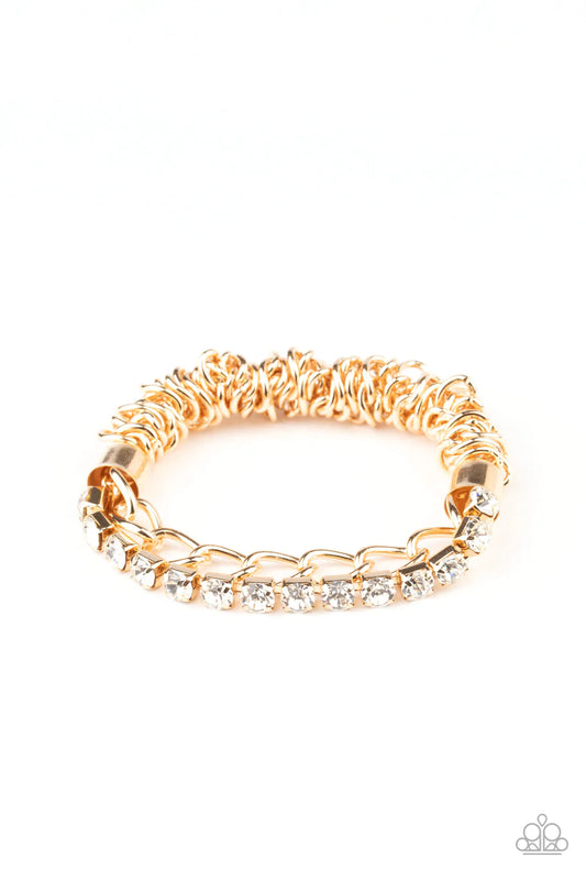 Pulsera Paparazzi ~ Glamour Grid - Oro