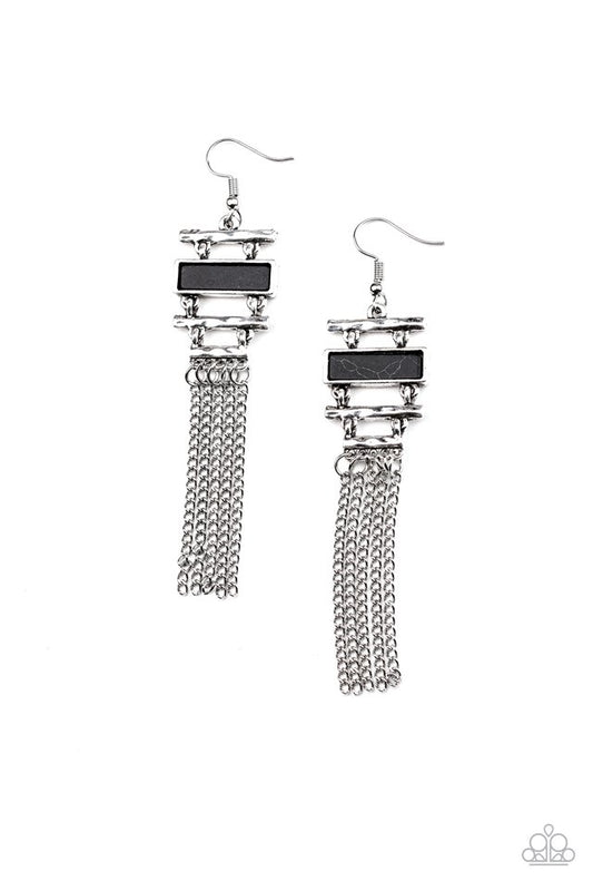 Stone Dwellings - Black - Paparazzi Earring Image