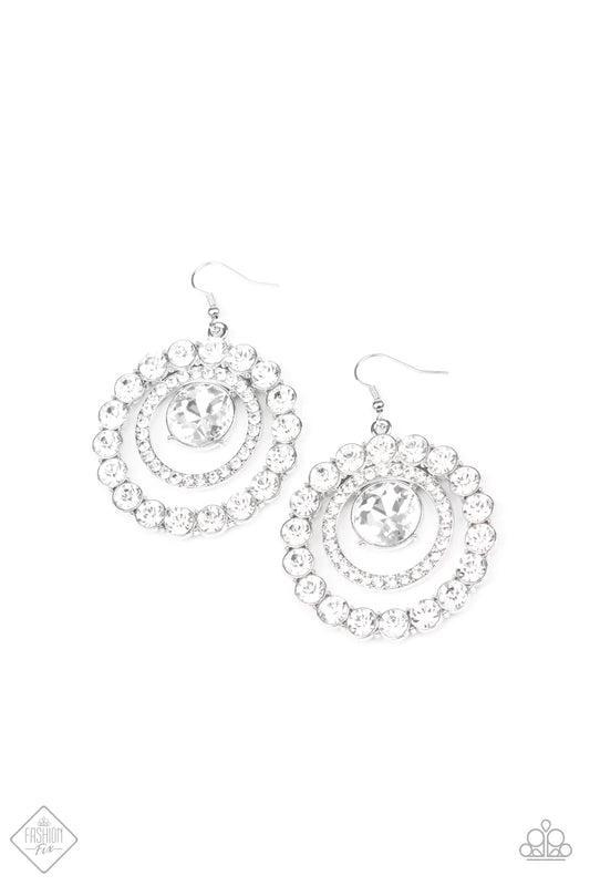 Paparazzi Earring ~ Glitzy Gamble - White