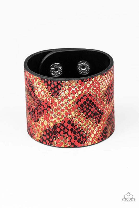 Paparazzi Bracelet ~ Serpent Shimmer - Red