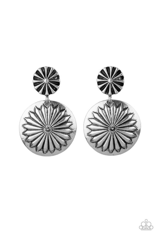 Fierce Florals - Silver - Paparazzi Earring Image