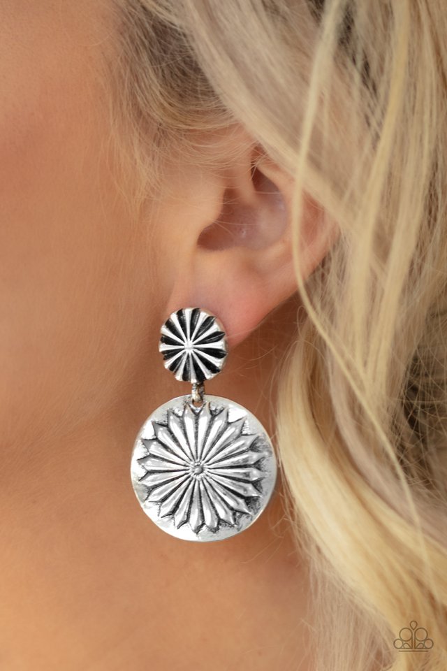 Fierce Florals - Silver - Paparazzi Earring Image