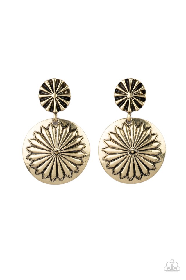 Fierce Florals - Brass - Paparazzi Earring Image