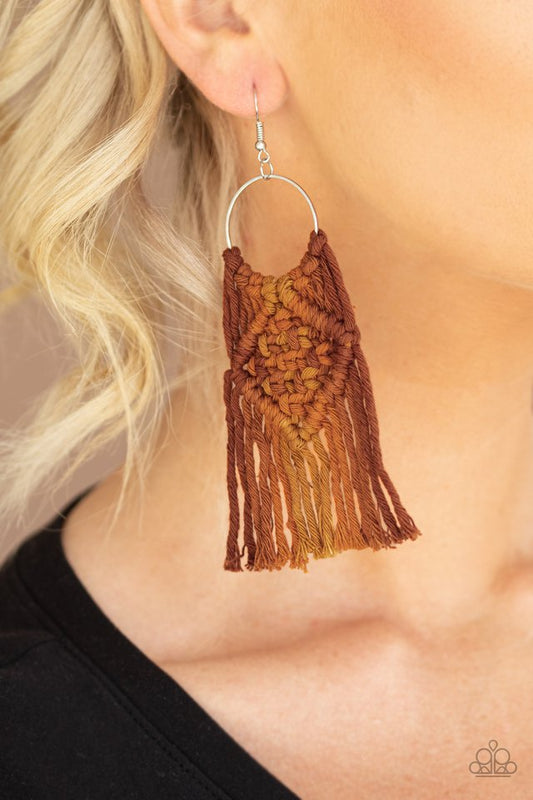 Macrame Rainbow - Brown - Paparazzi Earring Image