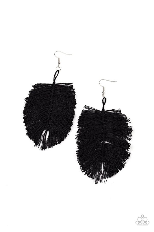 Paparazzi Earring ~ Hanging by a Thread - Black