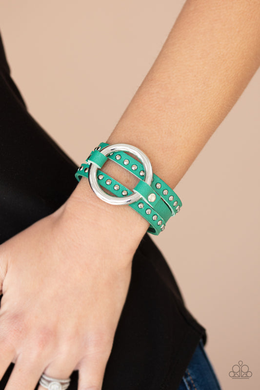 Paparazzi Bracelet ~ Studded Statement-Maker - Green