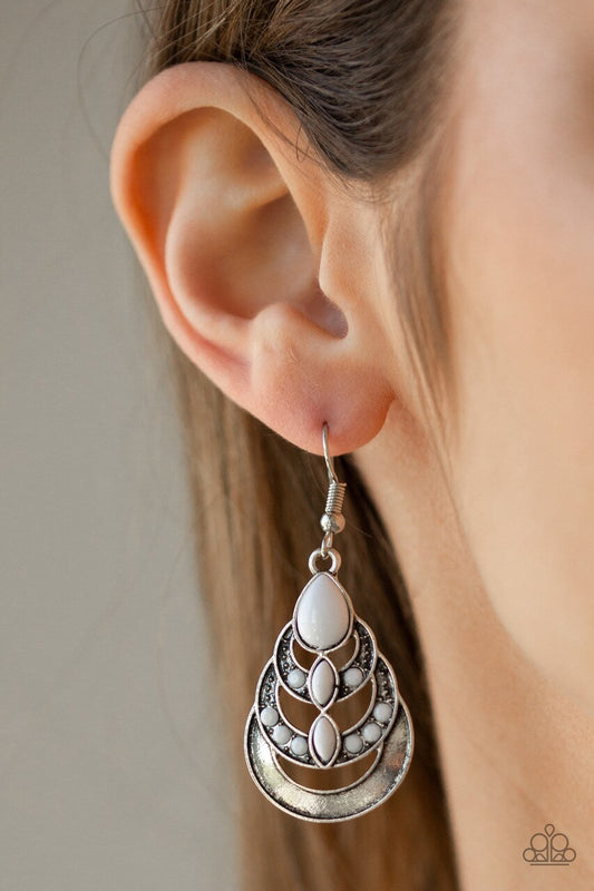 Paparazzi Earring ~ Boho Brilliance - White