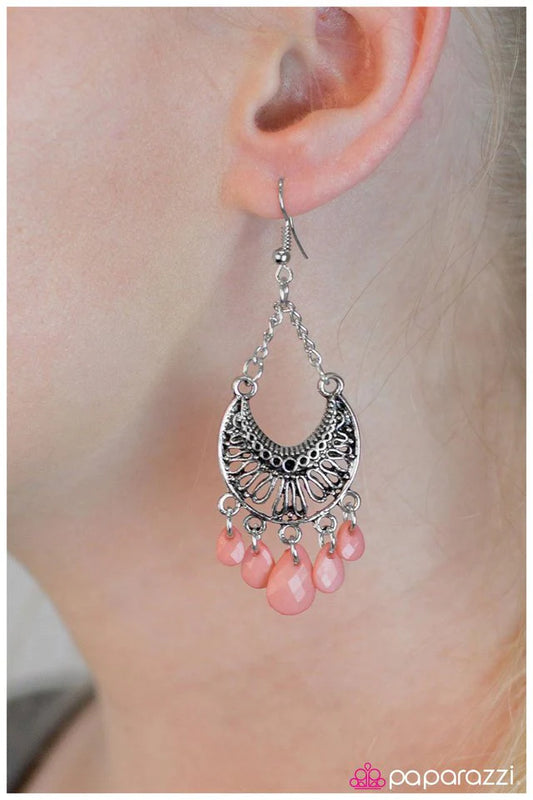 Paparazzi Earring ~ Ask For the Moon - Pink