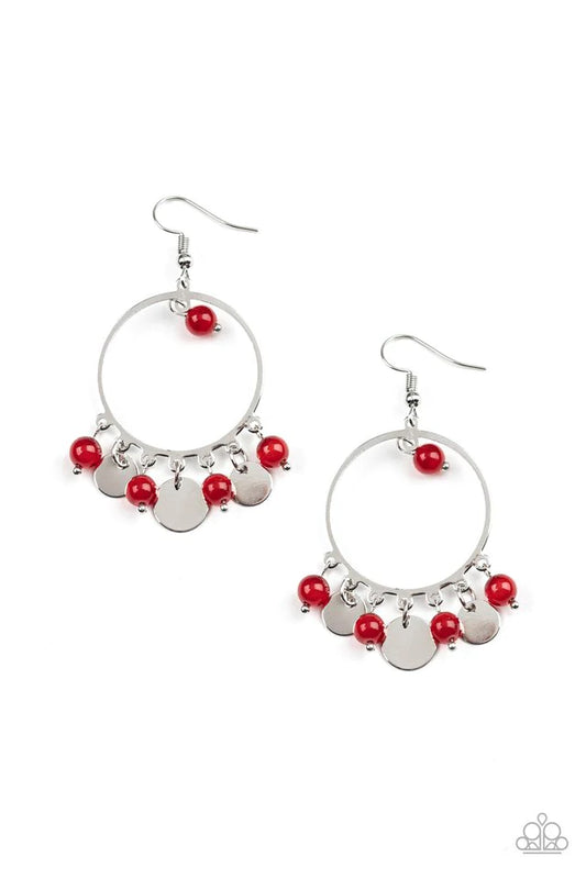 Paparazzi Earring ~ Bubbly Buoyancy - Red