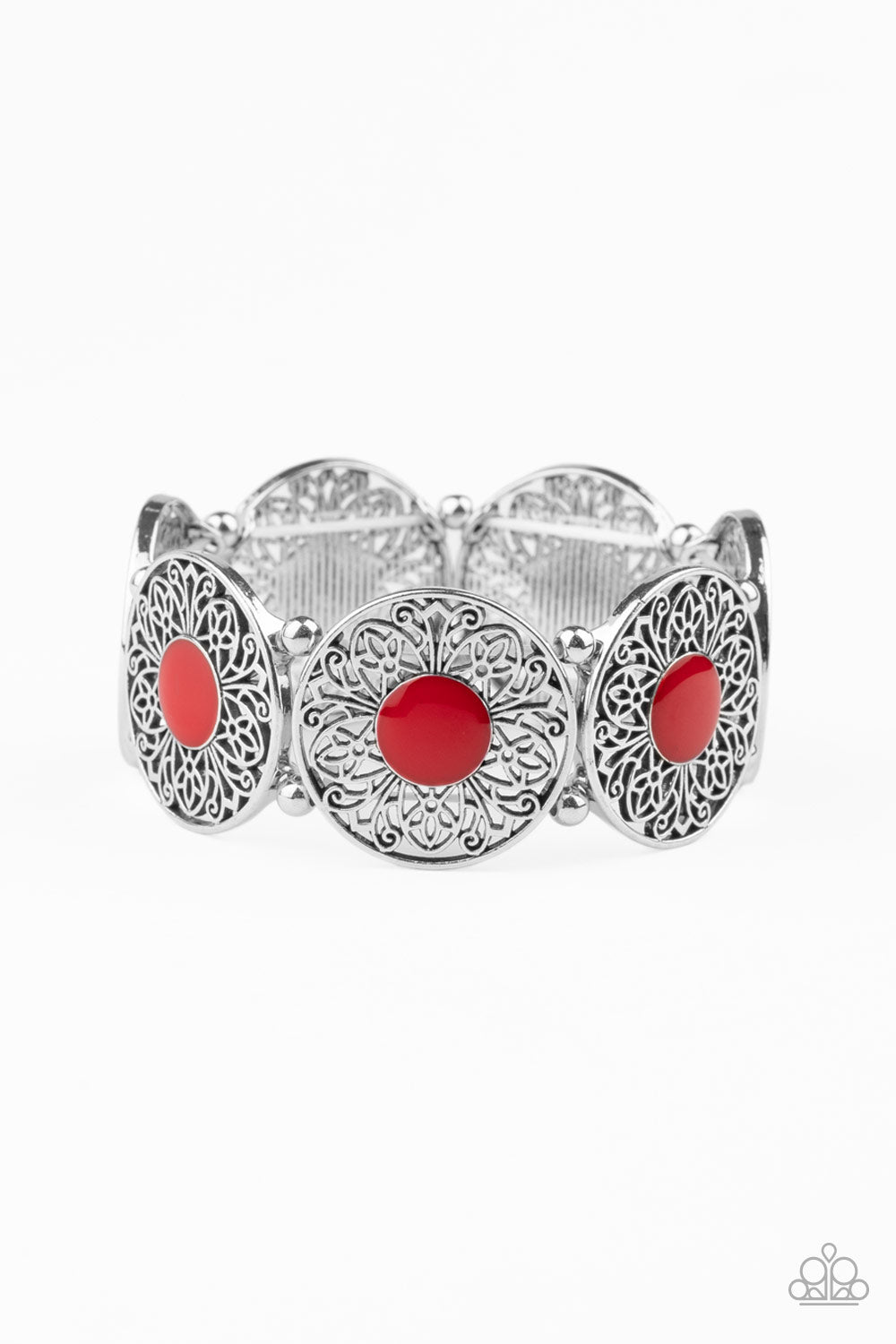 Pulsera Paparazzi ~ Jardín pintado - Rojo