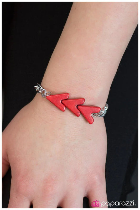 Paparazzi Bracelet ~ Follow Through - Red