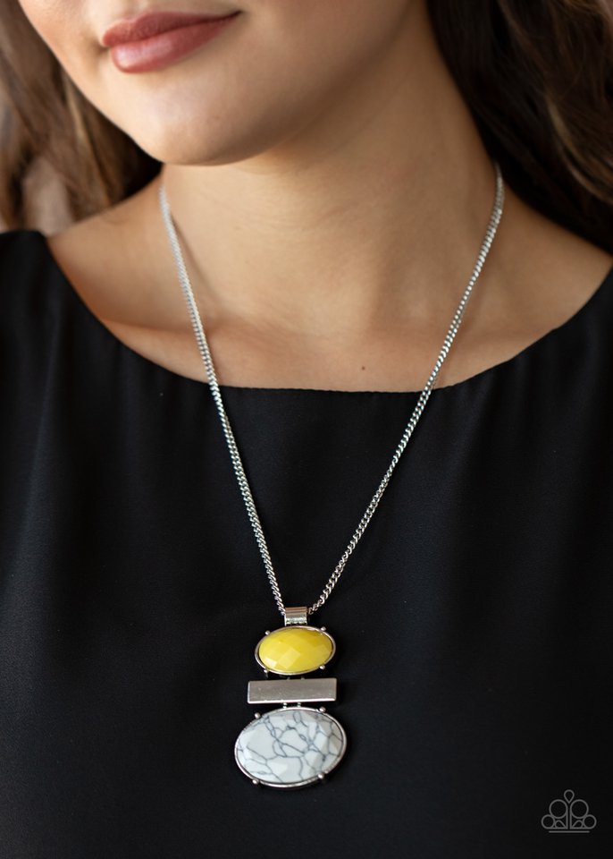 Finding Balance - Yellow - Paparazzi Necklace Image