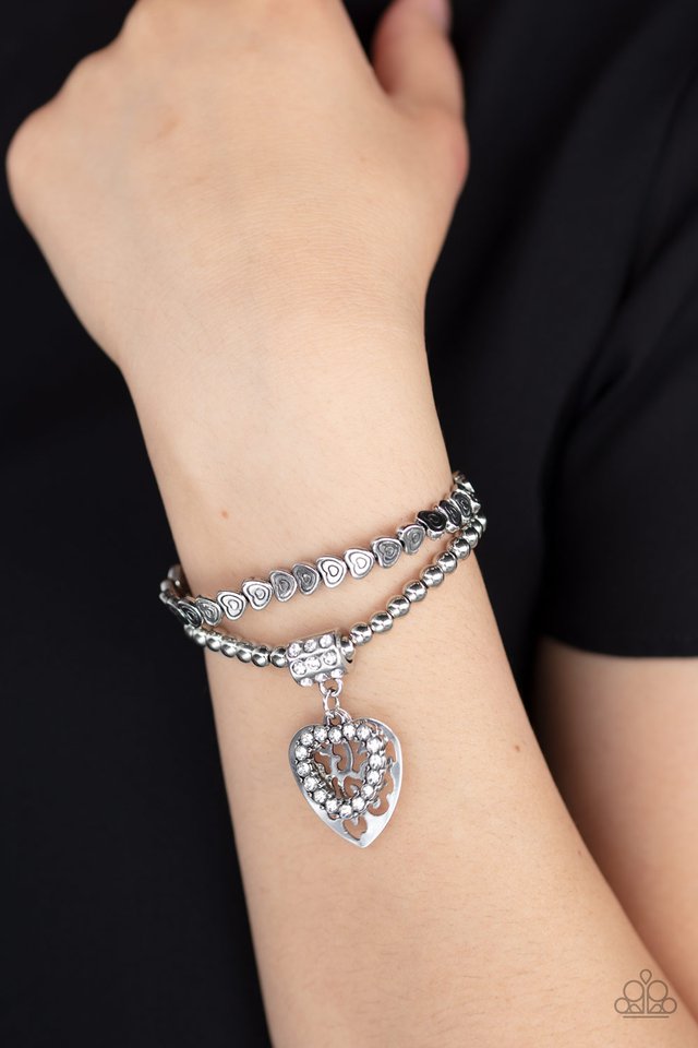 Think With Your Heart - White - Paparazzi Bracelet Image