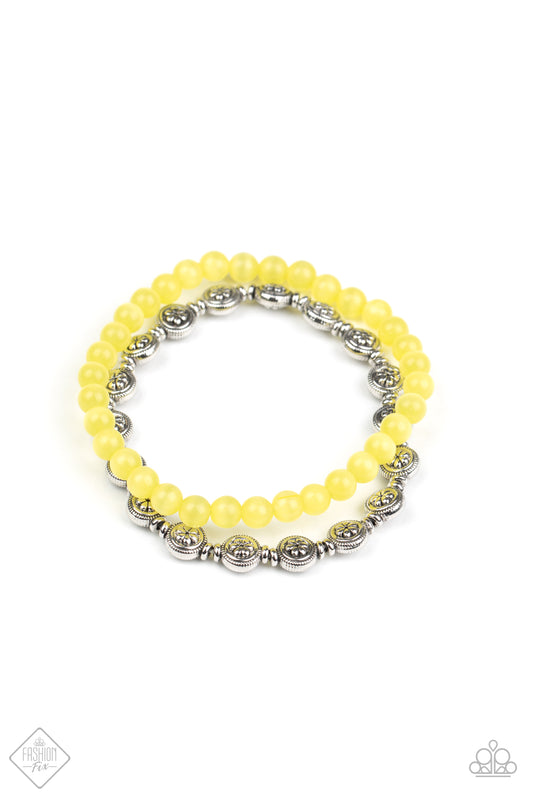 Paparazzi Bracelet Fashion Fix Aug2020 ~ Dewy Dandelions - Yellow