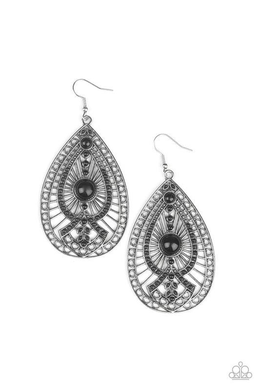 Just Dropping By - Black - Paparazzi Earring Image