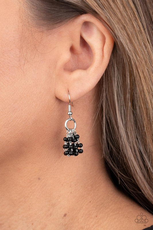 Party Posh Princess - Black - Paparazzi Earring Image