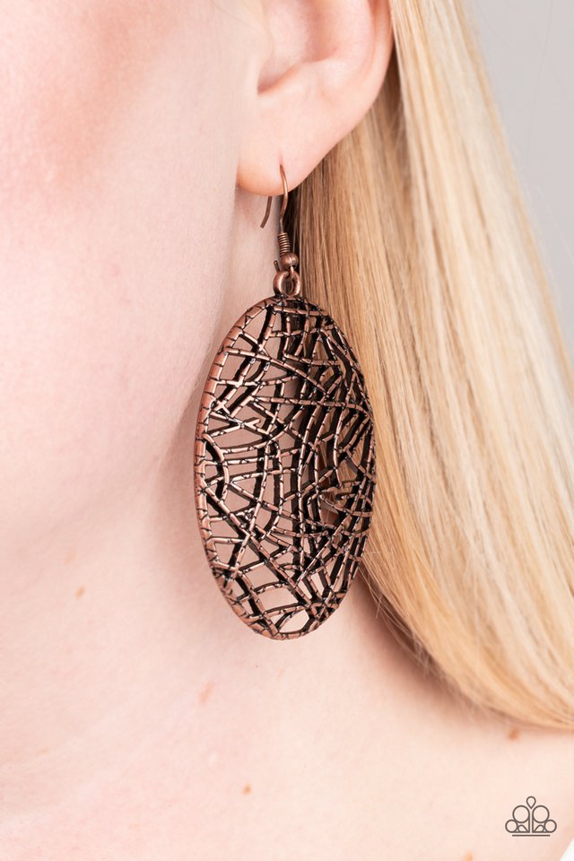 Way Out of Line - Copper - Paparazzi Earring Image