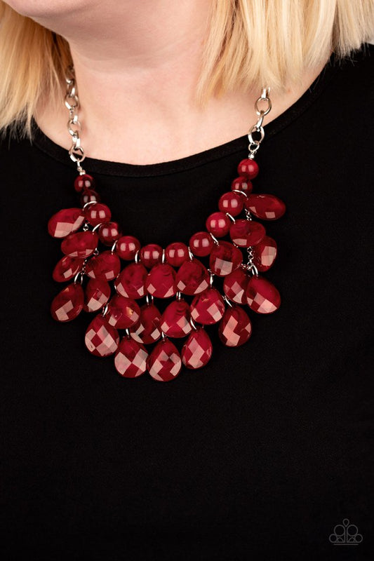 Sorry To Burst Your Bubble - Red - Paparazzi Necklace Image