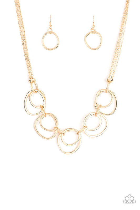 Asymmetrical Adornment - Gold - Paparazzi Necklace Image