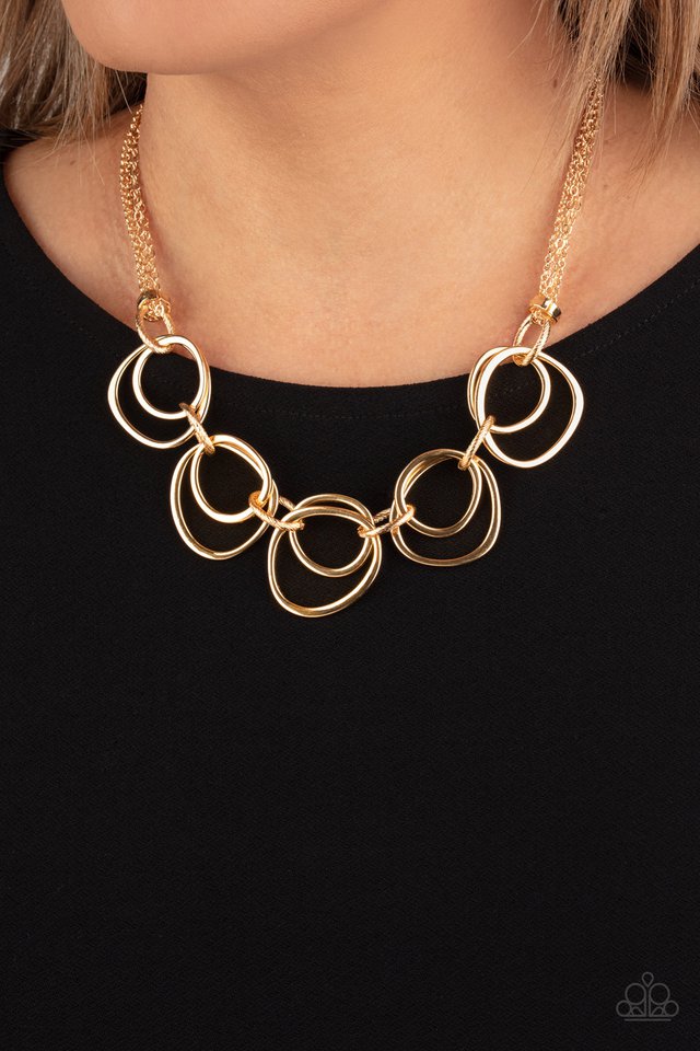 Asymmetrical Adornment - Gold - Paparazzi Necklace Image