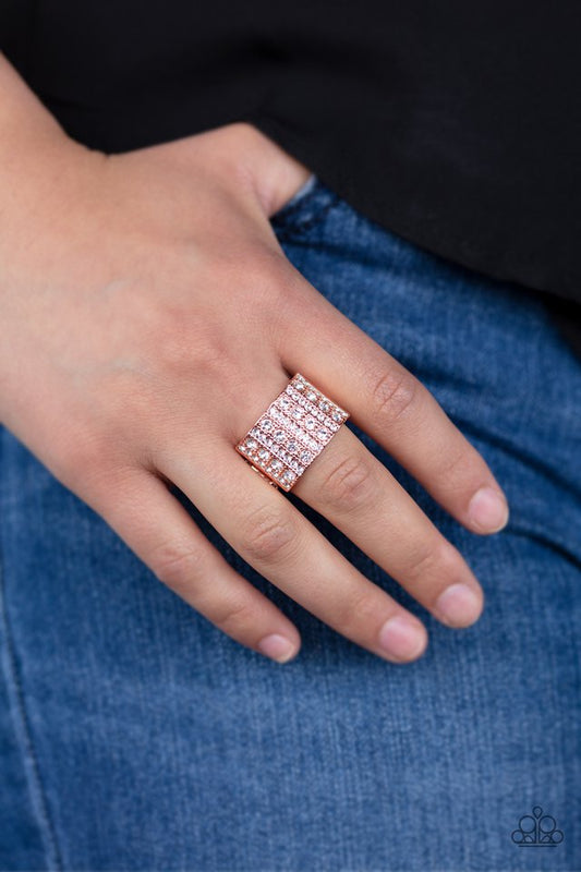 Diamond Drama - Copper - Paparazzi Ring Image