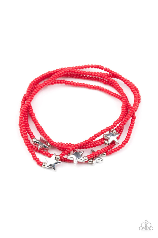 Paparazzi Bracelet ~ Pretty Patriotic - Red