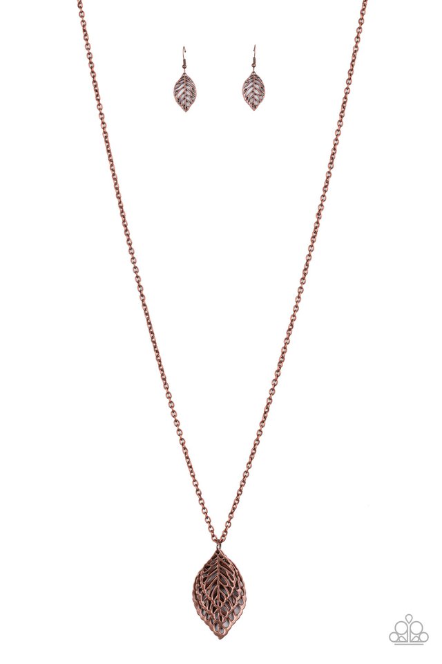 Copper leaf store necklace paparazzi