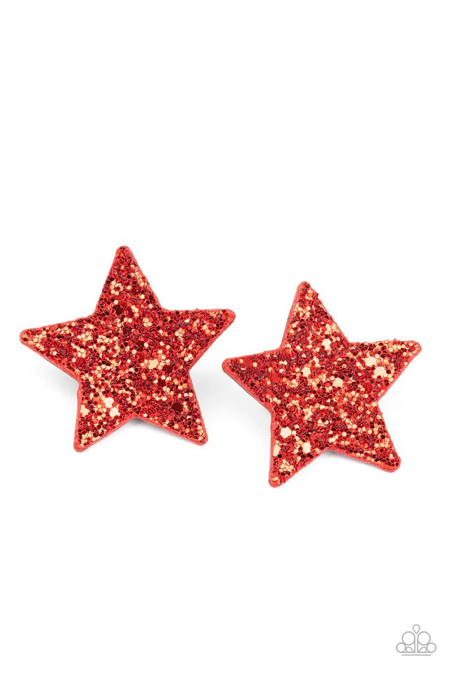 Accesorios para el cabello de Paparazzi ~ Superestrella con estrellas - Rojo