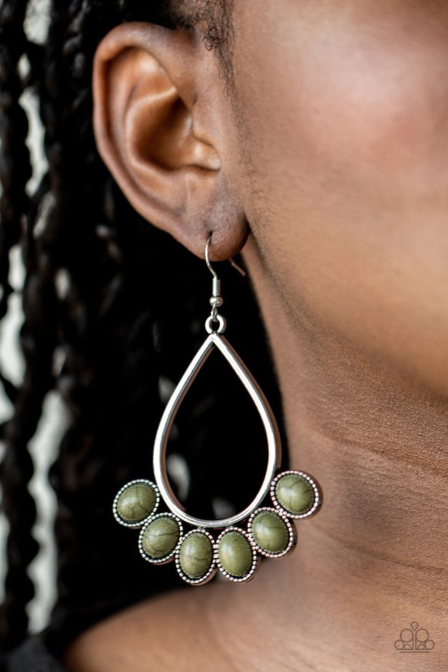Stone Sky - Green - Paparazzi Earring Image