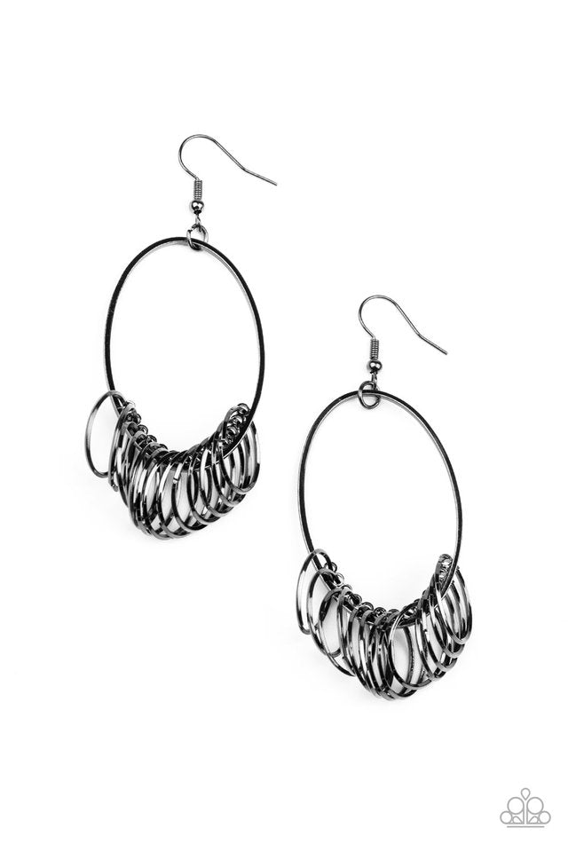 Halo Effect - Black - Paparazzi Earring Image