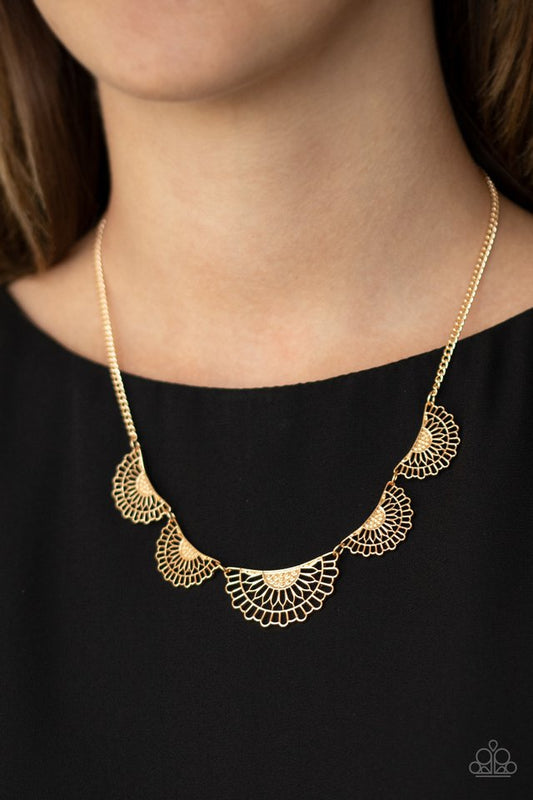 Fanned Out Fashion - Gold - Paparazzi Necklace Image