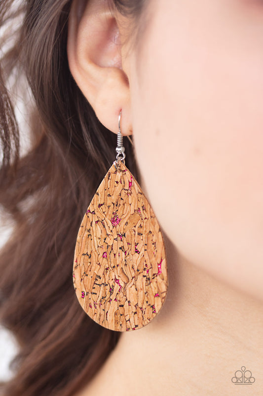 Paparazzi Earring ~ CORK It Over - Pink