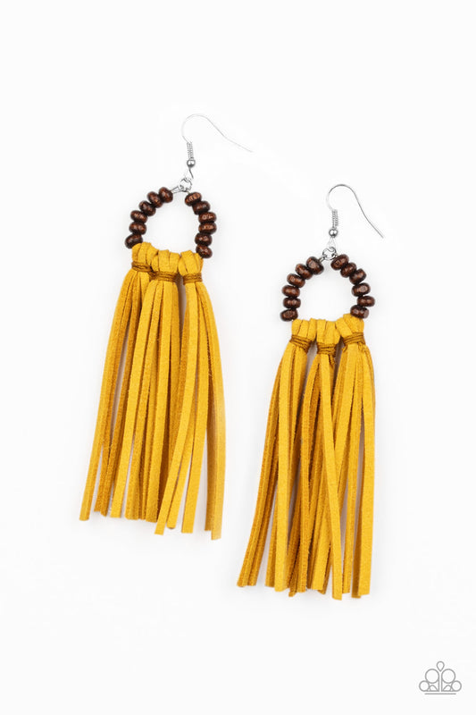 Paparazzi Earring ~ Easy To PerSUEDE - Yellow