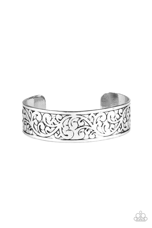 Paparazzi Bracelet ~ Read The VINE Print - Silver