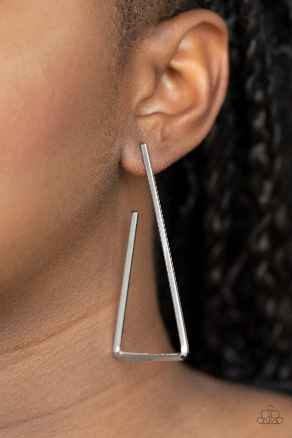 Paparazzi Earring ~ Go Ahead and TRI - Silver