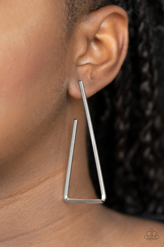 Paparazzi Earring ~ Go Ahead and TRI - Silver